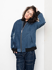 The Veda Denim Bomber Jacket - Medium