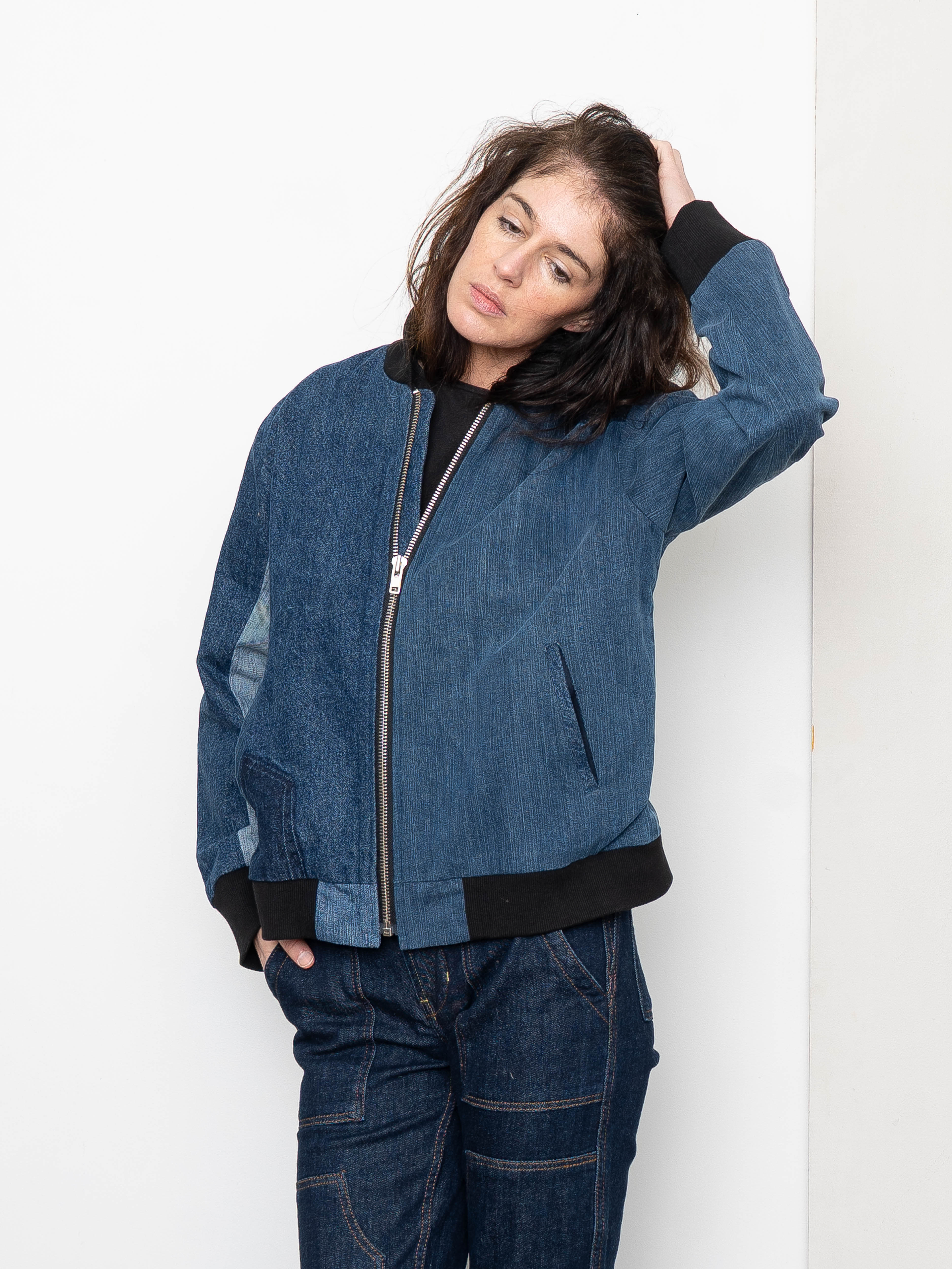 The Veda Denim Bomber Jacket - Medium