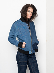 The Veda Denim Bomber Jacket - Medium
