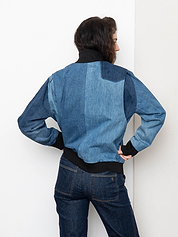 The Veda Denim Bomber Jacket - Medium