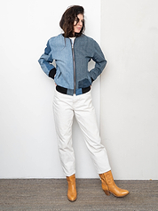 The Veda Denim Bomber Jacket - Medium