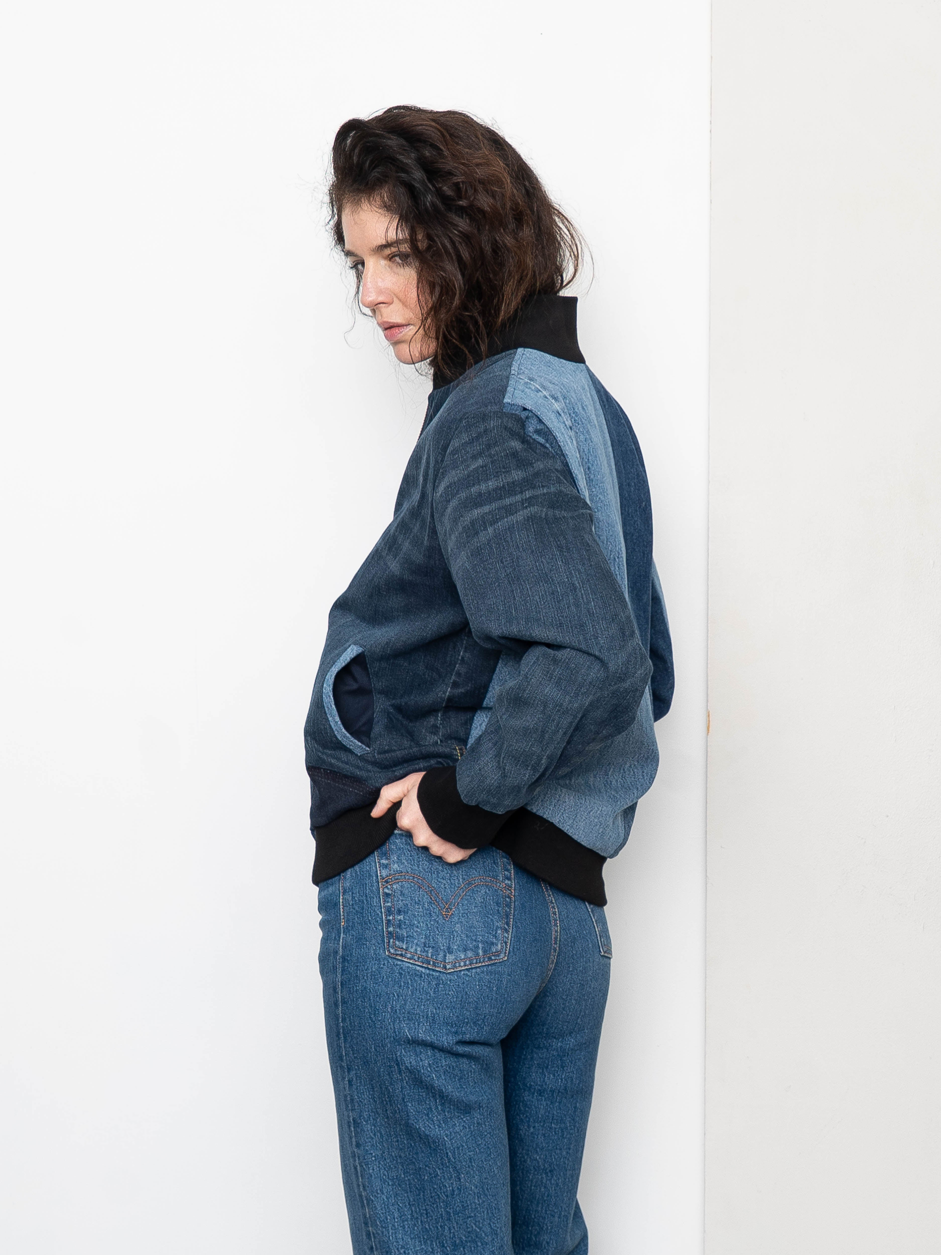 The Veda Denim Bomber Jacket - Medium