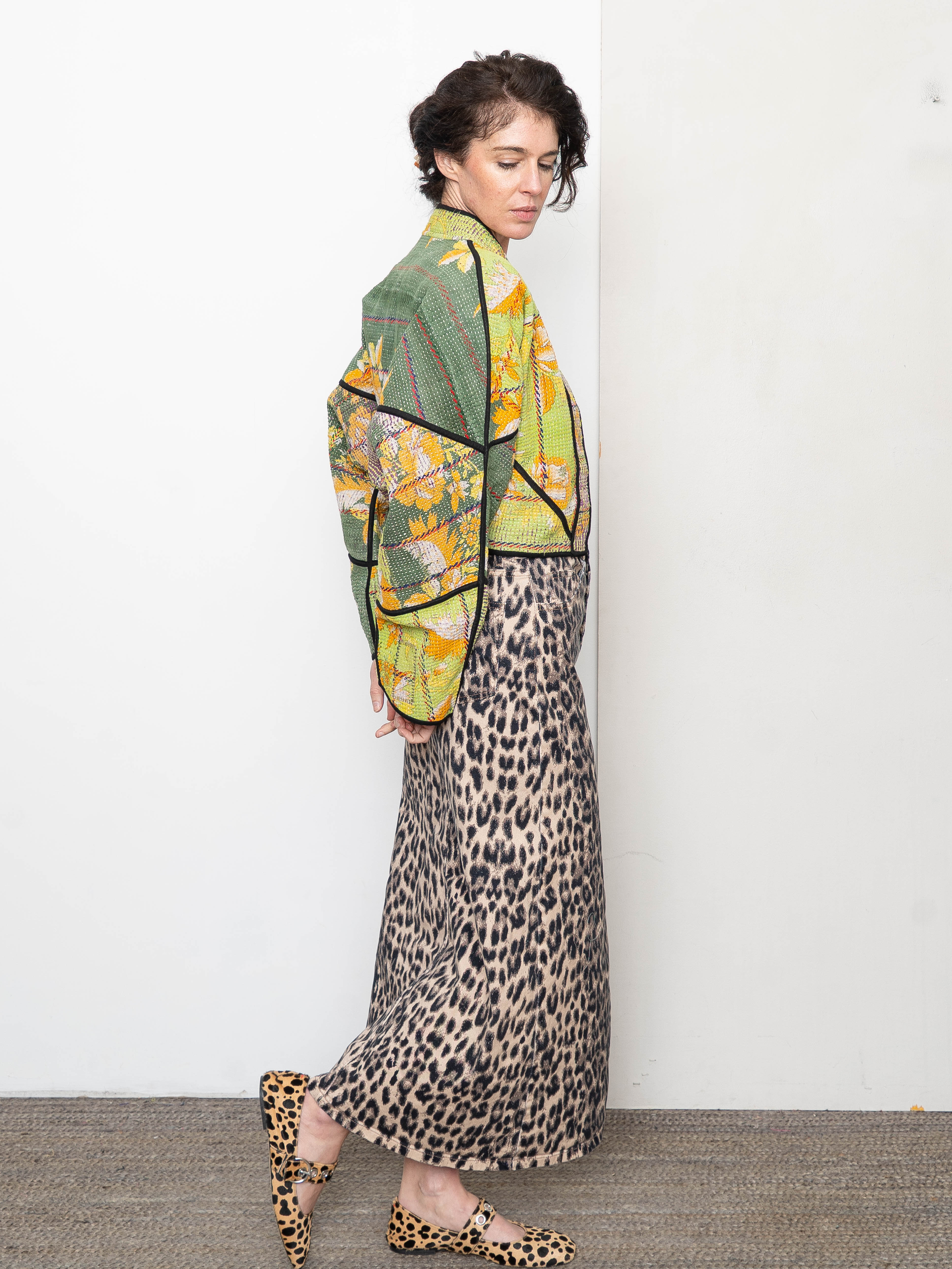 The Kaira Cropped Quilted Patchwork Kantha Jacket