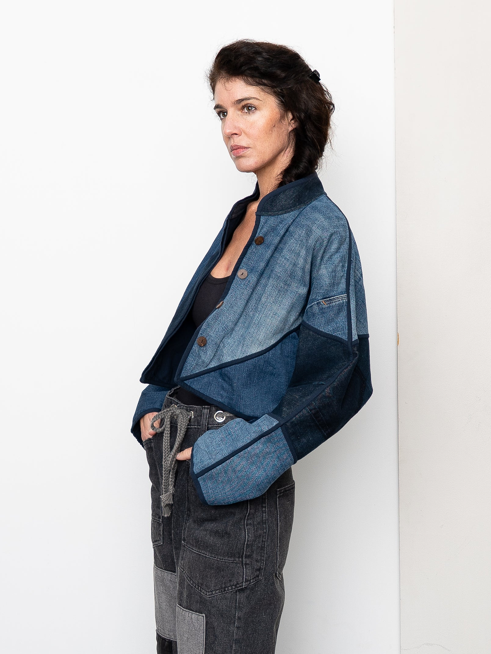 The Kaira Cropped Denim Jacket - Medium