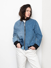 The Veda Denim Bomber Jacket - Medium