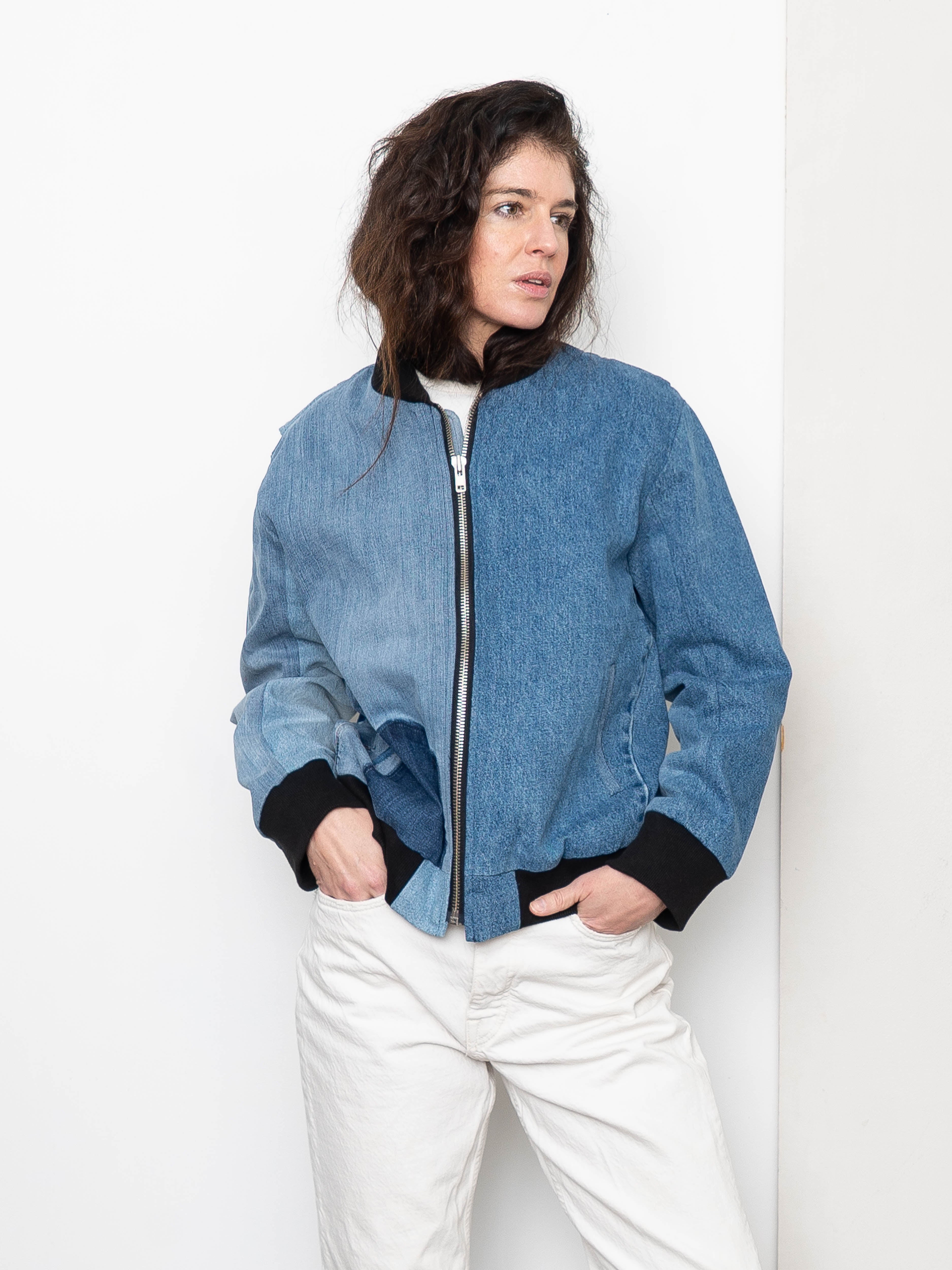The Veda Denim Bomber Jacket - Medium