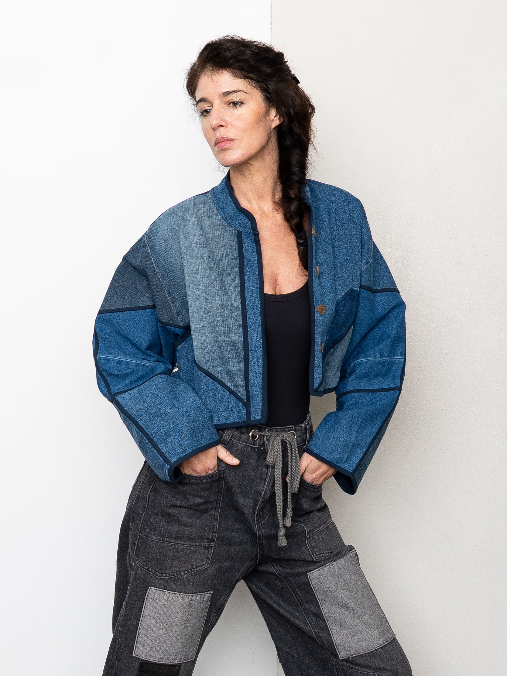 The Kaira Cropped Denim Jacket - Medium