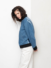 The Veda Denim Bomber Jacket - Medium