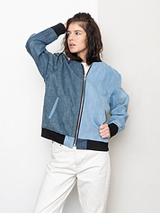 The Veda Denim Bomber Jacket - Medium