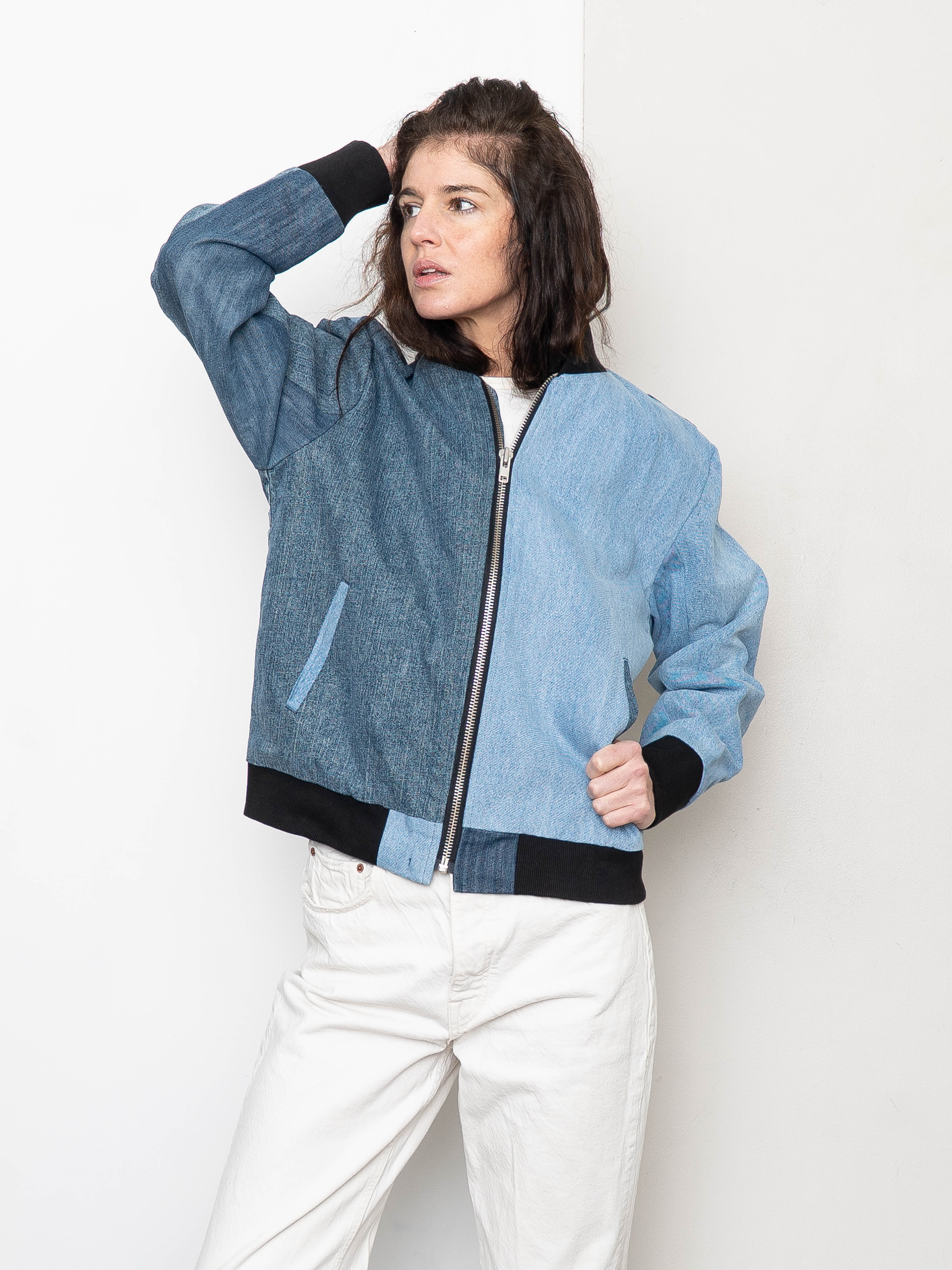 The Veda Denim Bomber Jacket - Medium