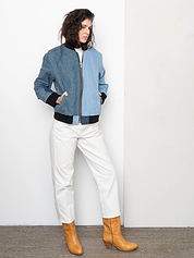 The Veda Denim Bomber Jacket - Medium