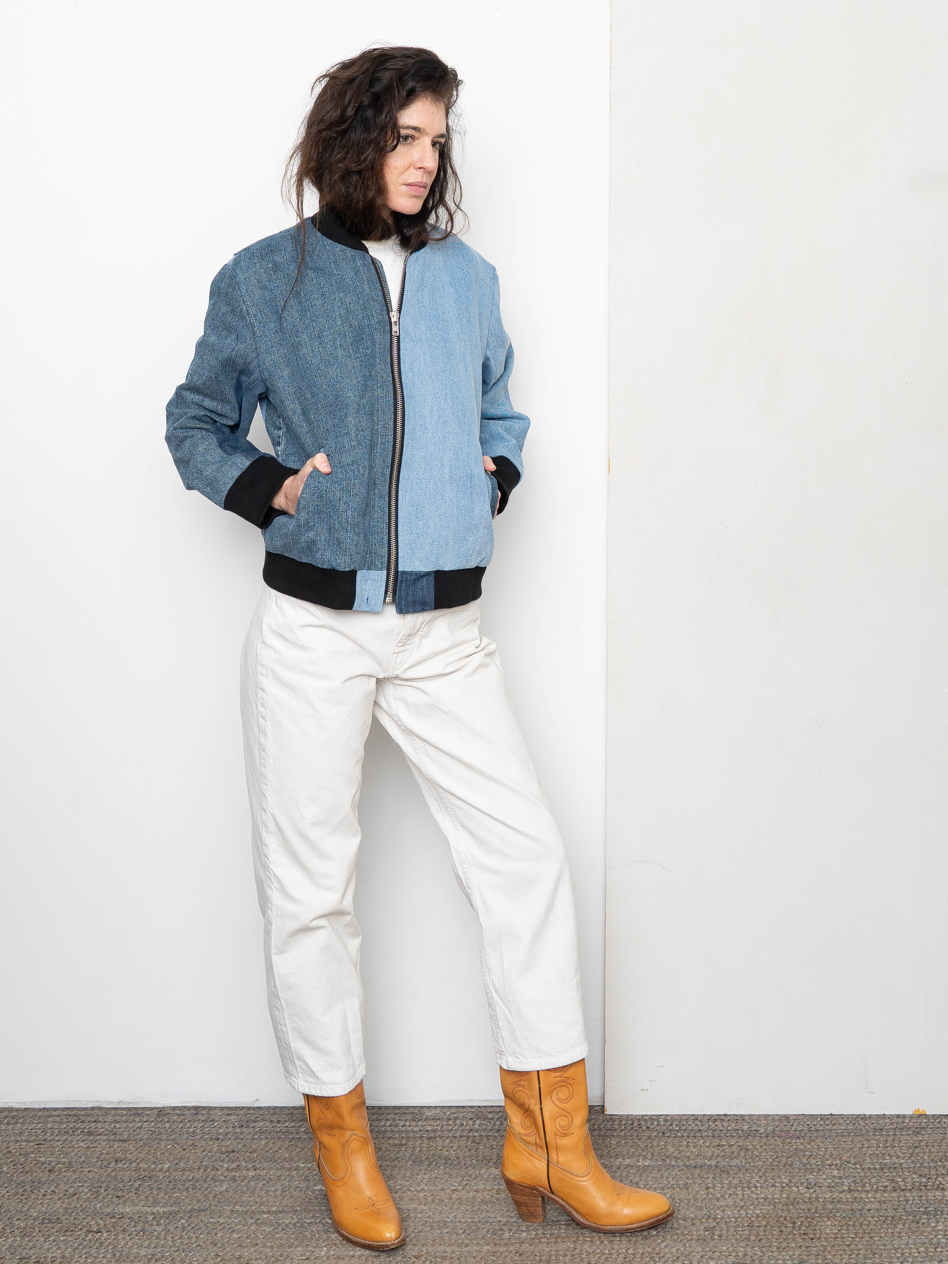 The Veda Denim Bomber Jacket - Medium