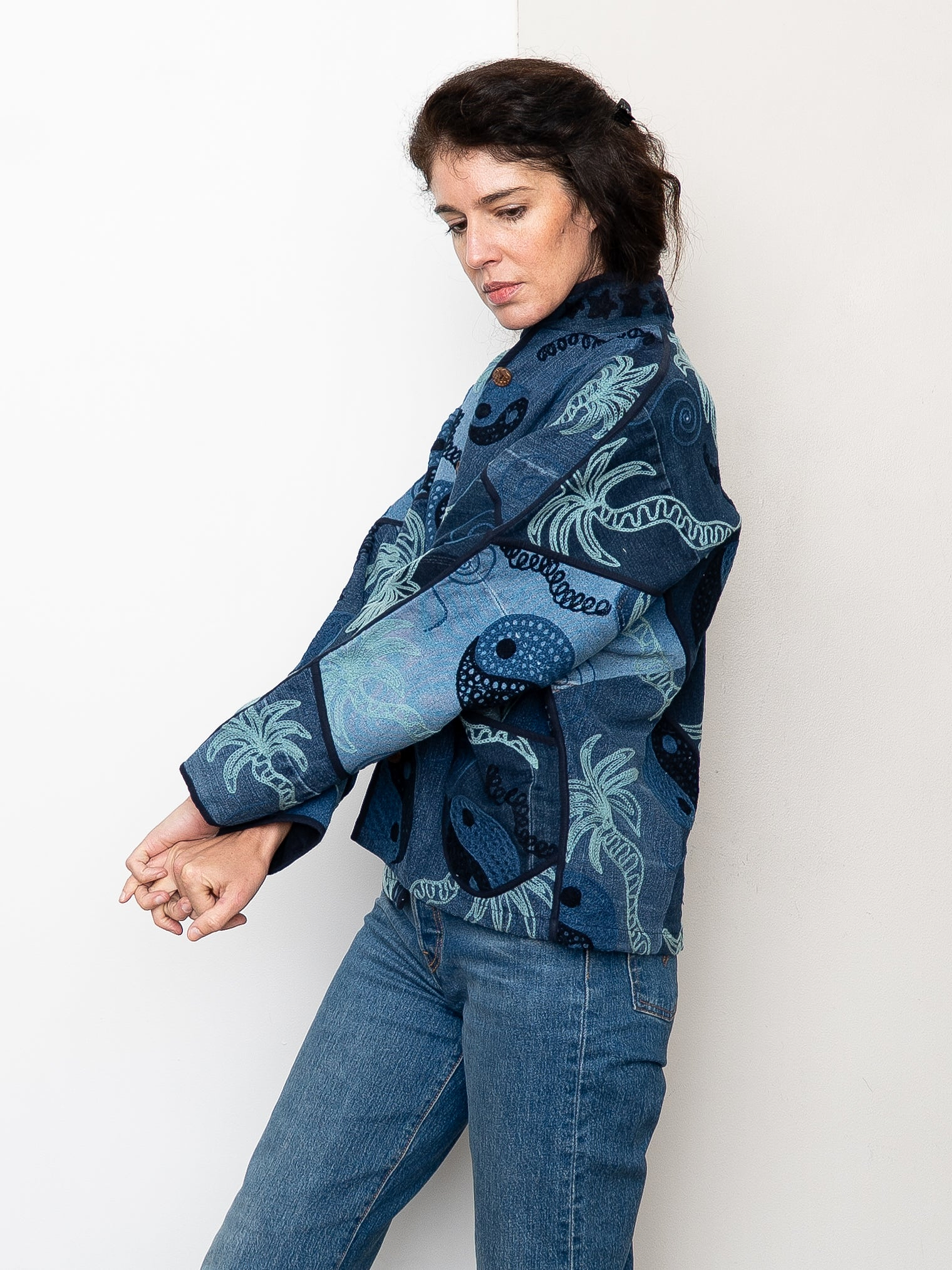 The Ladhiya Denim Suzani Jacket - Small