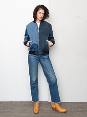 The Veda Denim Bomber Jacket - Medium