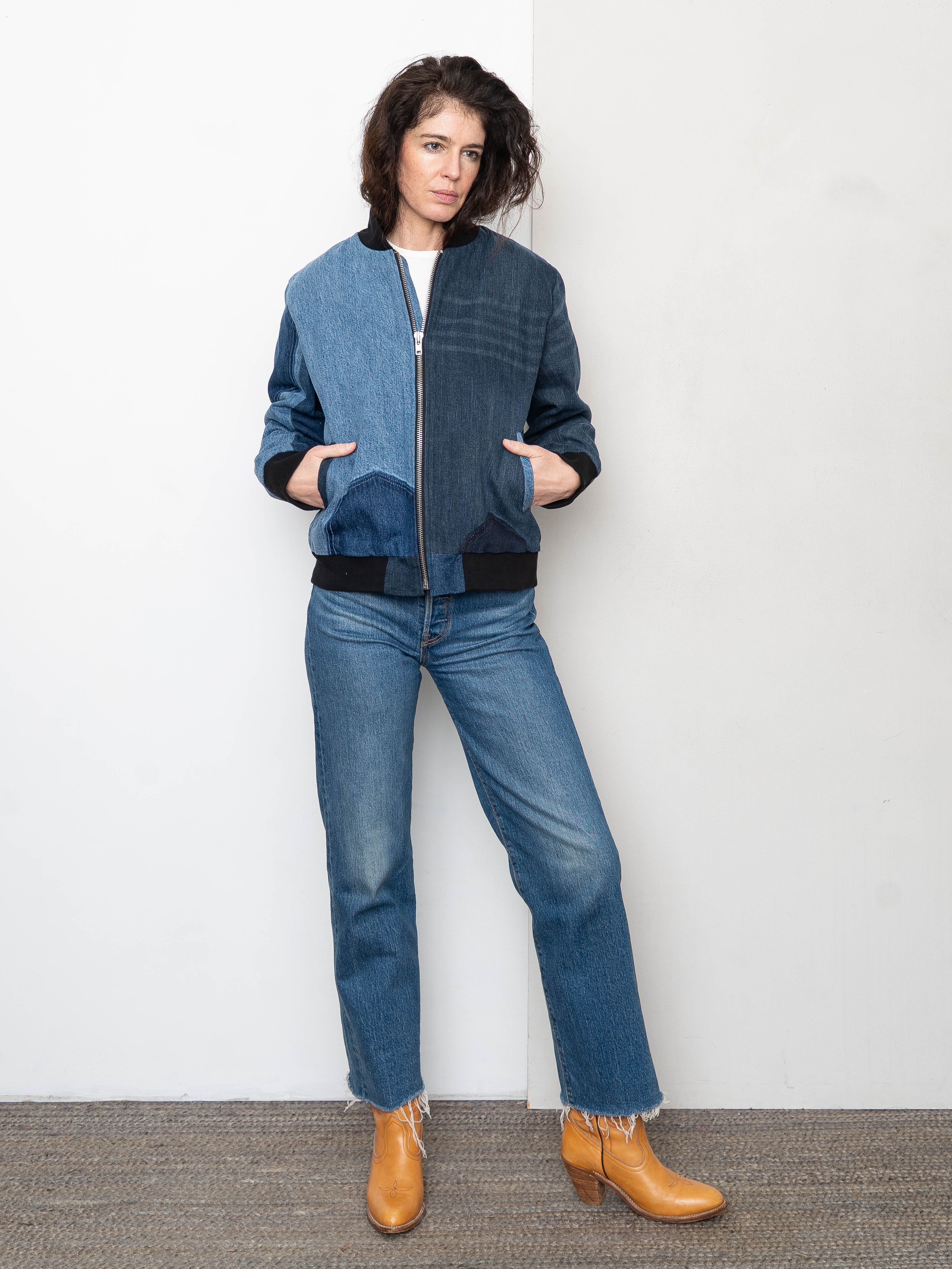 The Veda Denim Bomber Jacket - Medium