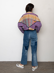 The Kaira Cropped Quilted Patchwork Kantha Jacket