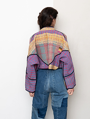 The Kaira Cropped Quilted Patchwork Kantha Jacket