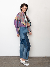 The Kaira Cropped Quilted Patchwork Kantha Jacket