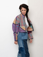 The Kaira Cropped Quilted Patchwork Kantha Jacket
