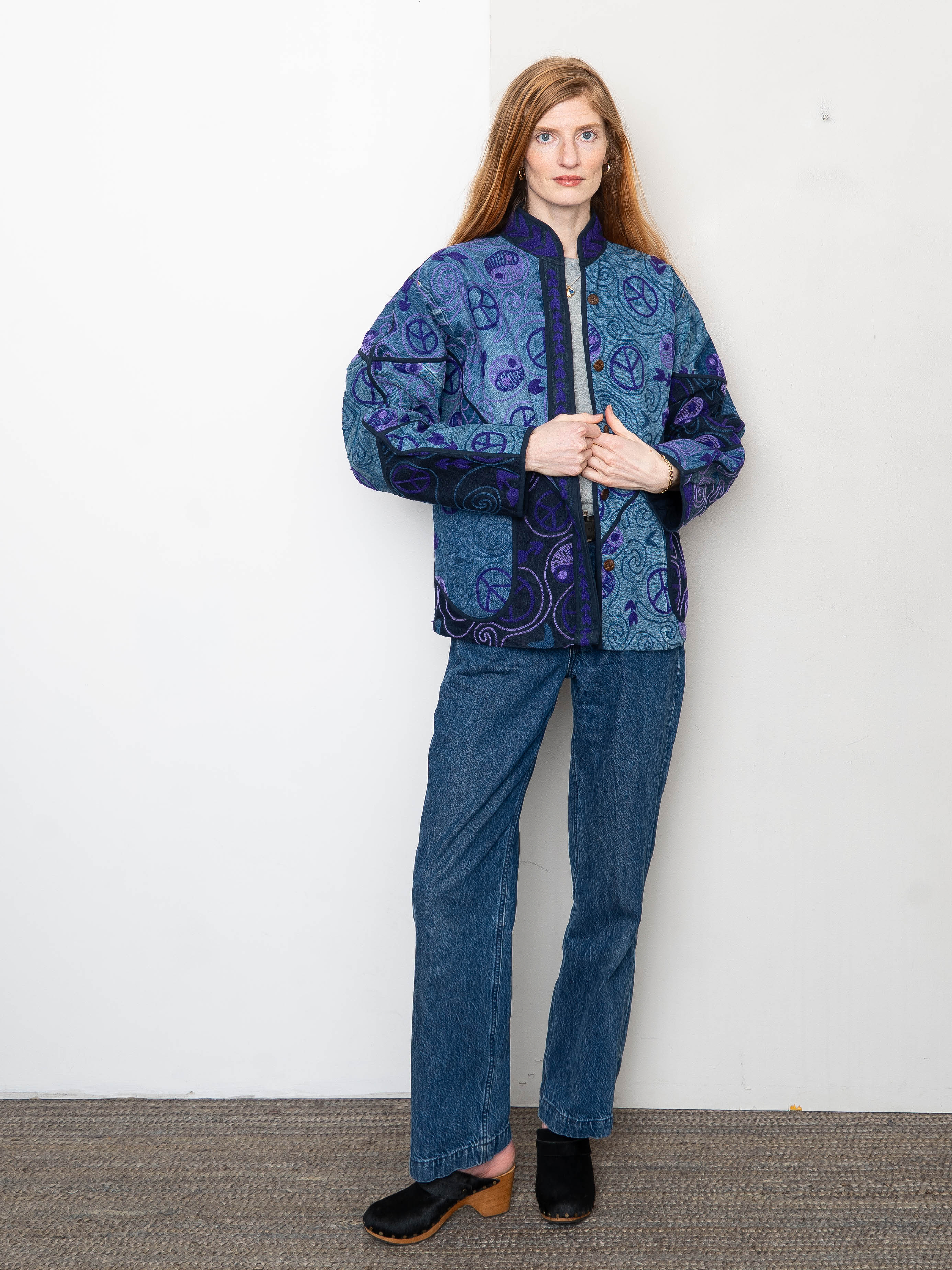 The Ladhiya Denim Suzani Jacket - Medium