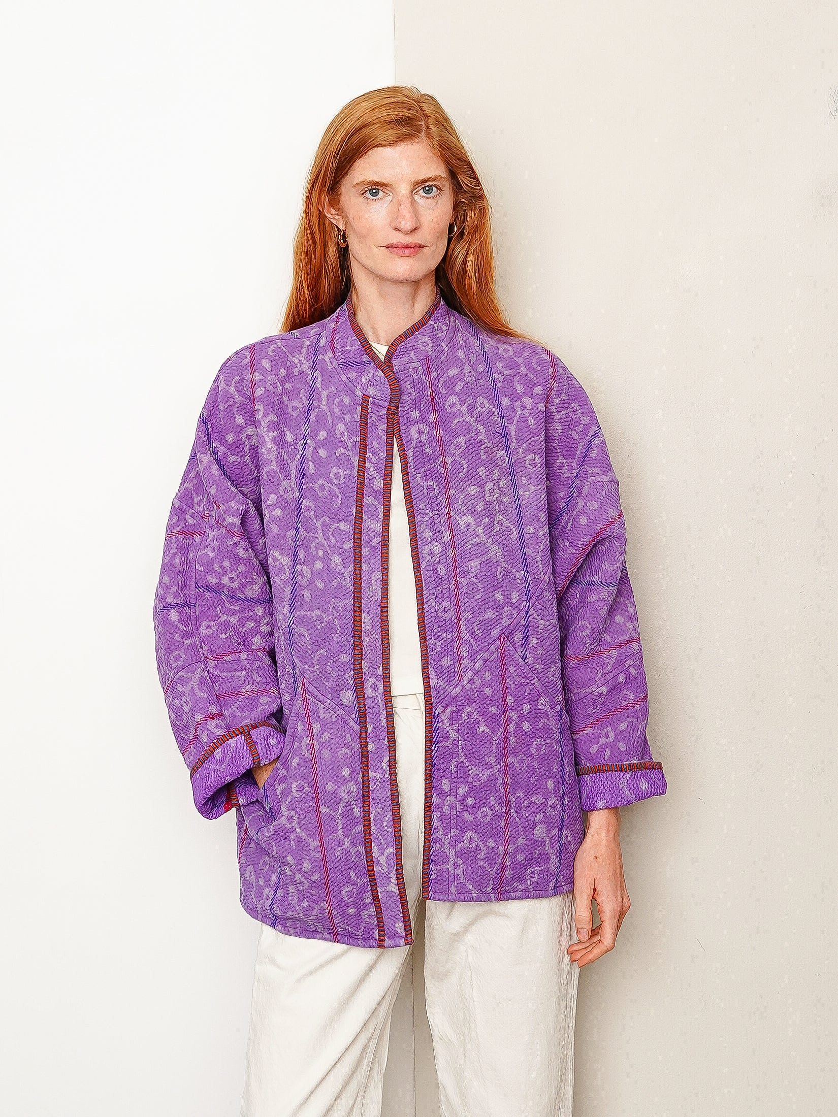 The Ishani Quilted Indigo Kantha Jacket