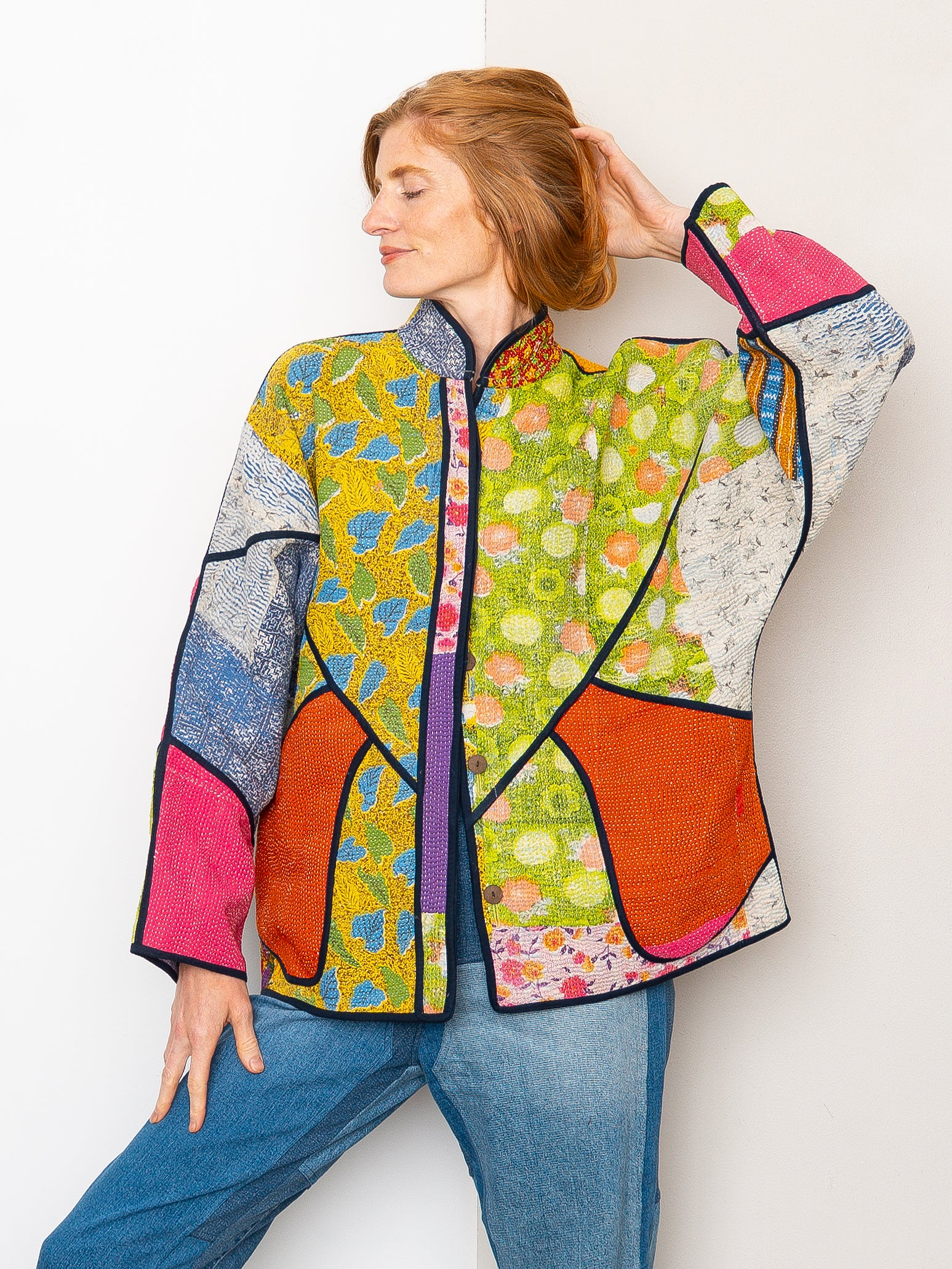 The Ladhiya Quilted Patchwork Kantha Jacket