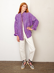 The Ishani Quilted Indigo Kantha Jacket