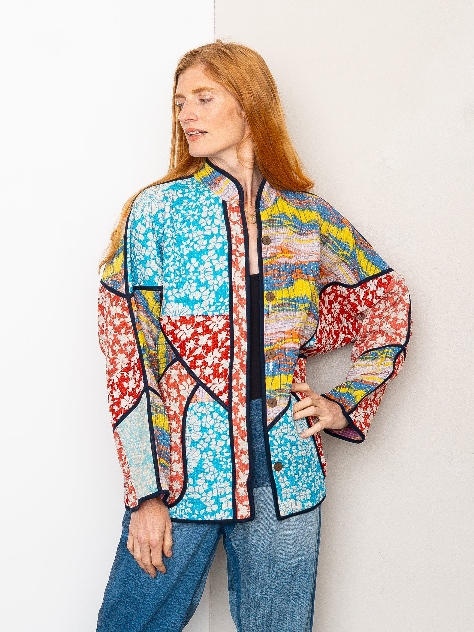 The Ladhiya Quilted Patchwork Kantha Jacket