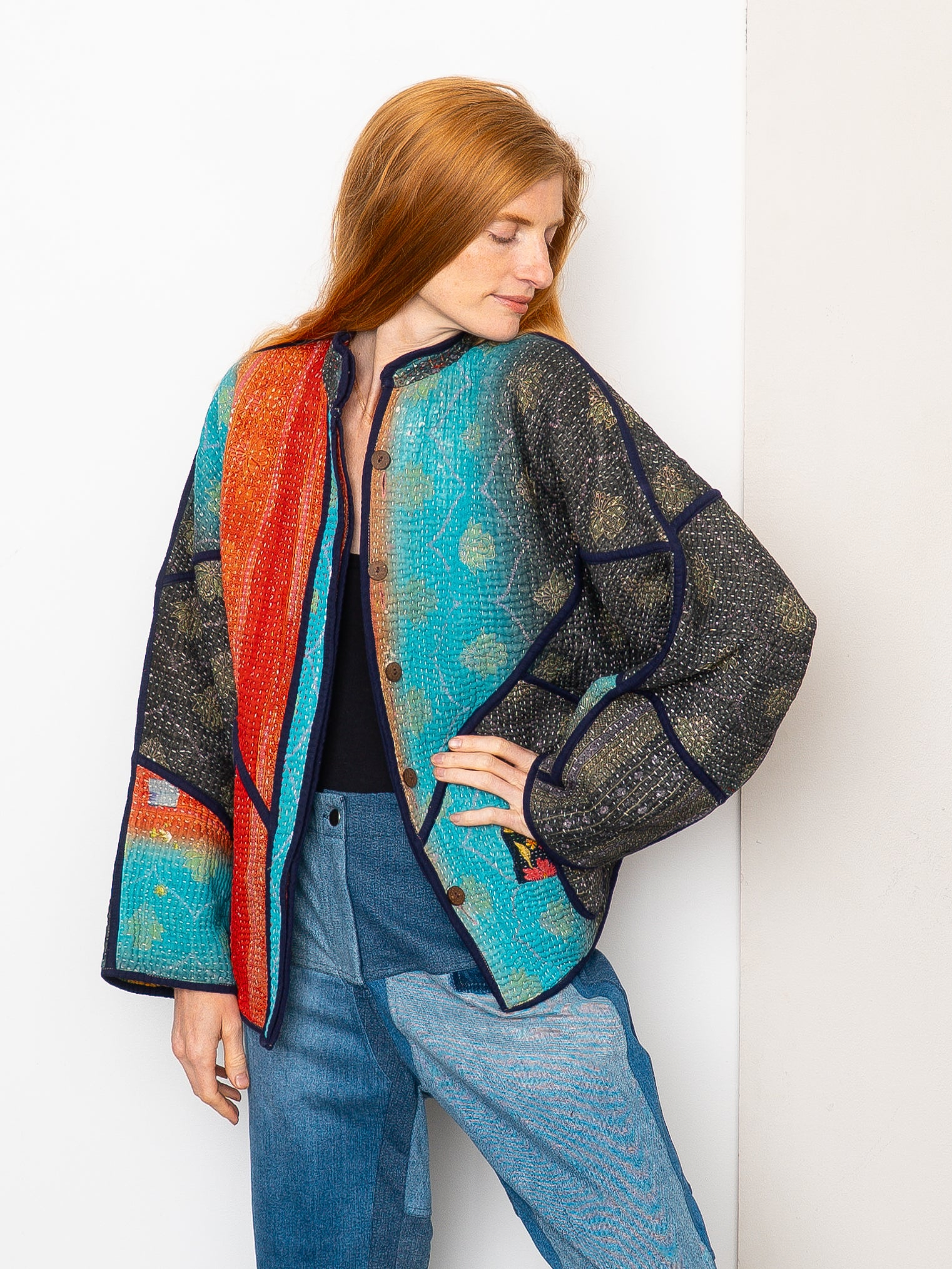 The Ladhiya Quilted Patchwork Kantha Jacket