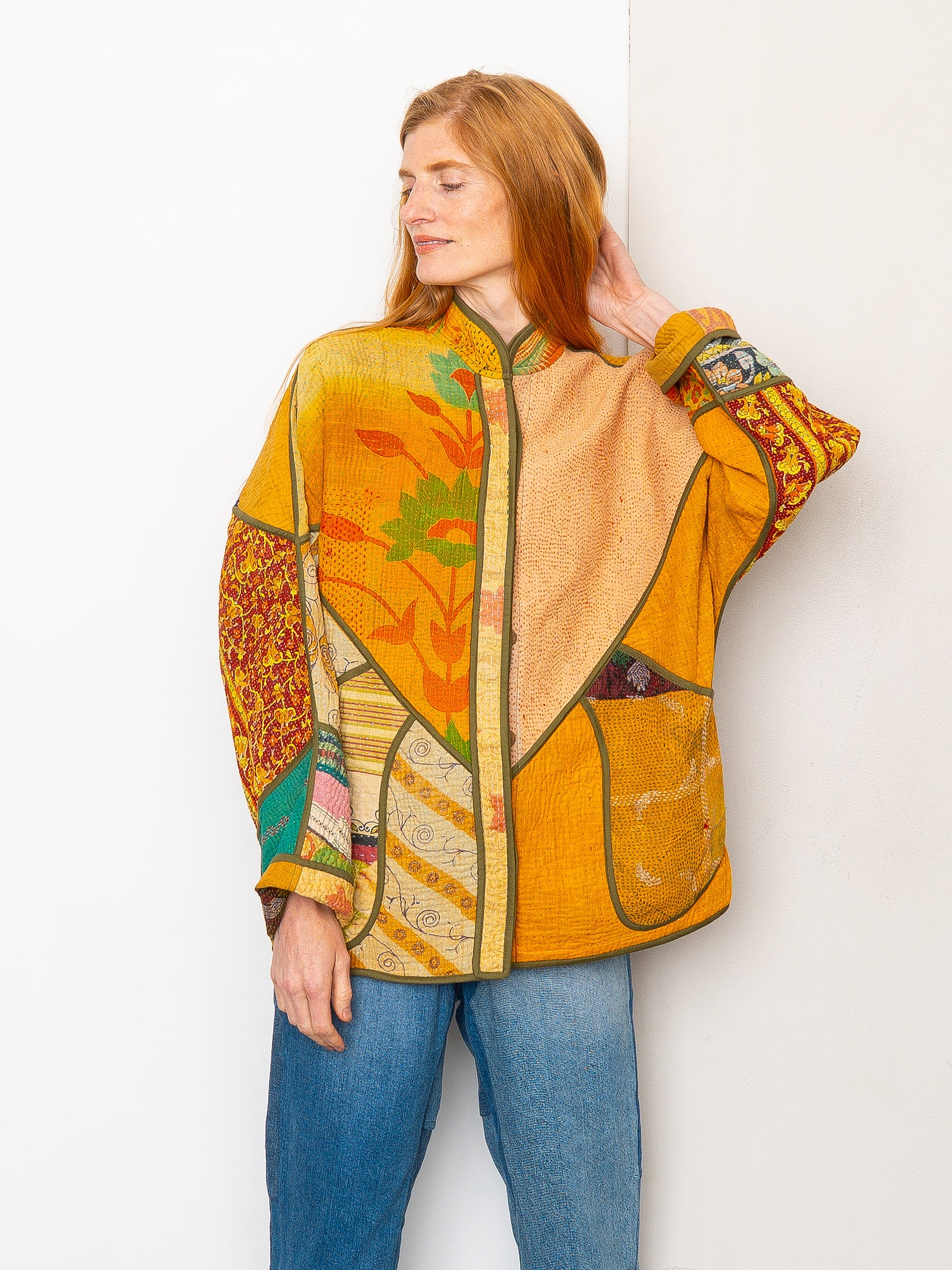 The Ladhiya Quilted Patchwork Kantha Jacket