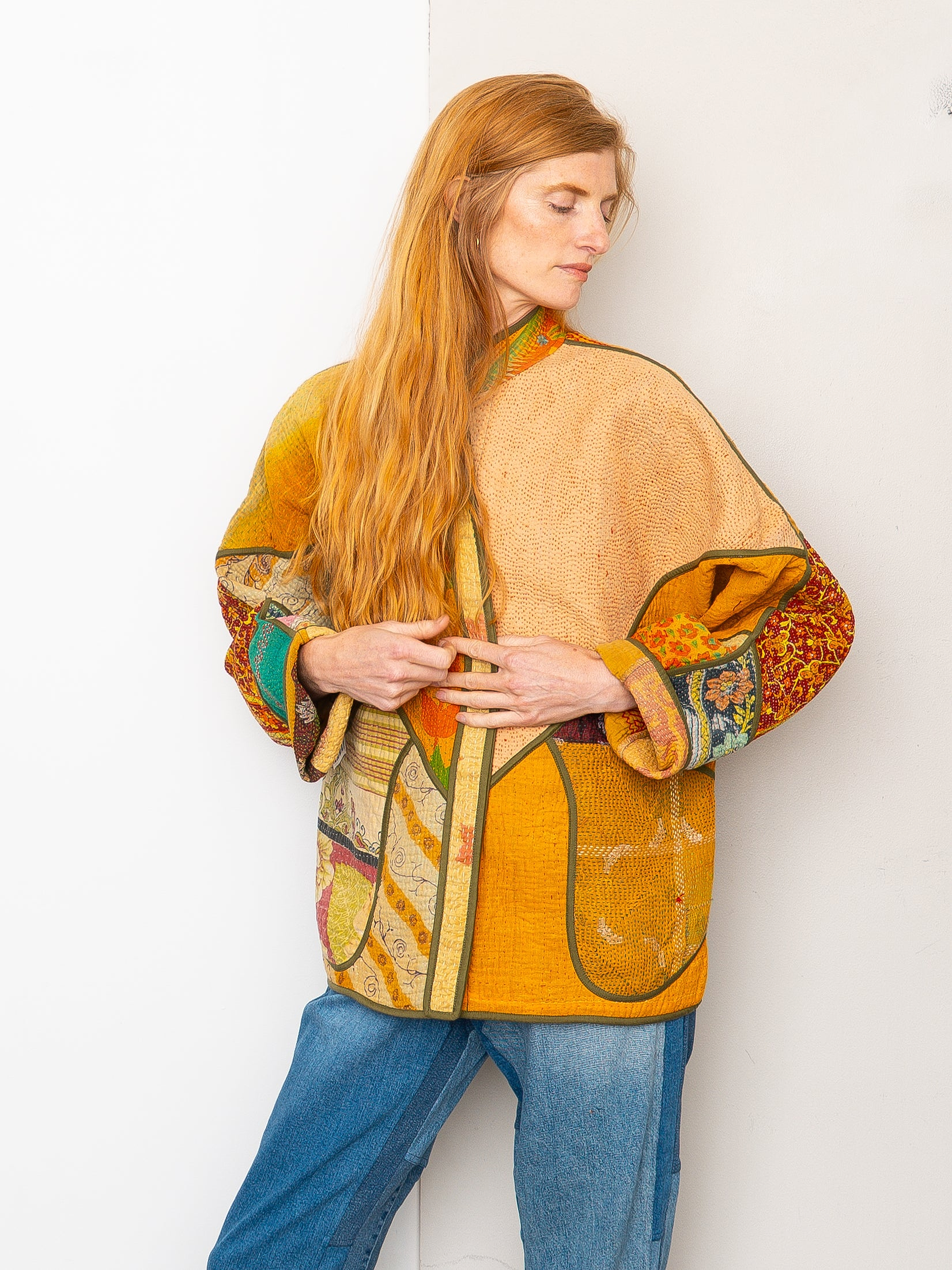 The Ladhiya Quilted Patchwork Kantha Jacket