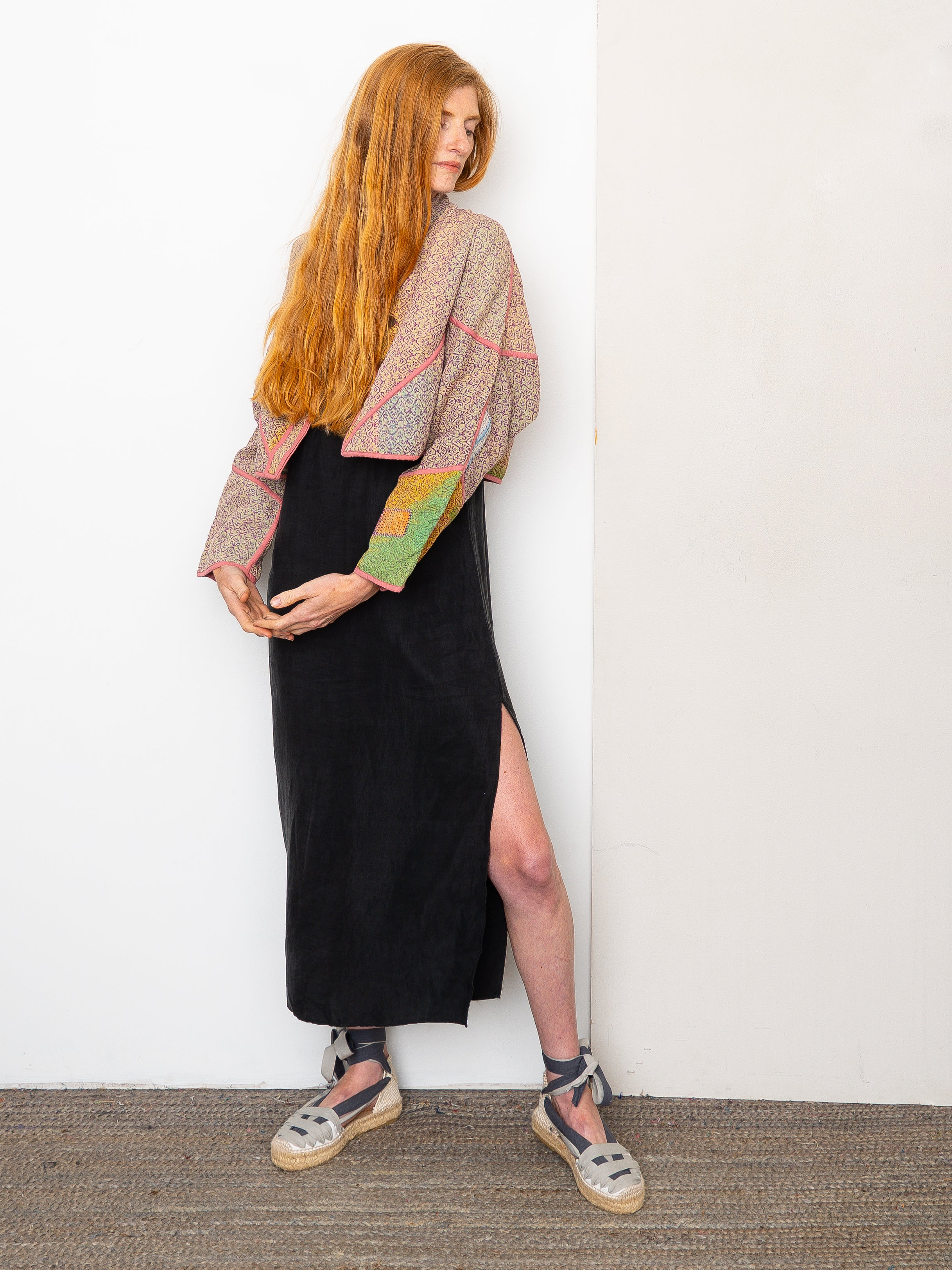 The Kaira Cropped Quilted Patchwork Kantha Jacket