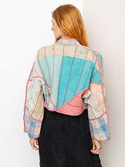 The Kaira Cropped Quilted Patchwork Kantha Jacket