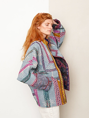 The Ishani Quilted Indigo Kantha Jacket