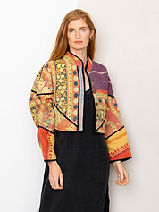 The Kaira Cropped Quilted Patchwork Kantha Jacket