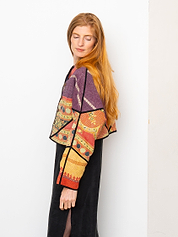 The Kaira Cropped Quilted Patchwork Kantha Jacket