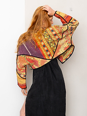 The Kaira Cropped Quilted Patchwork Kantha Jacket