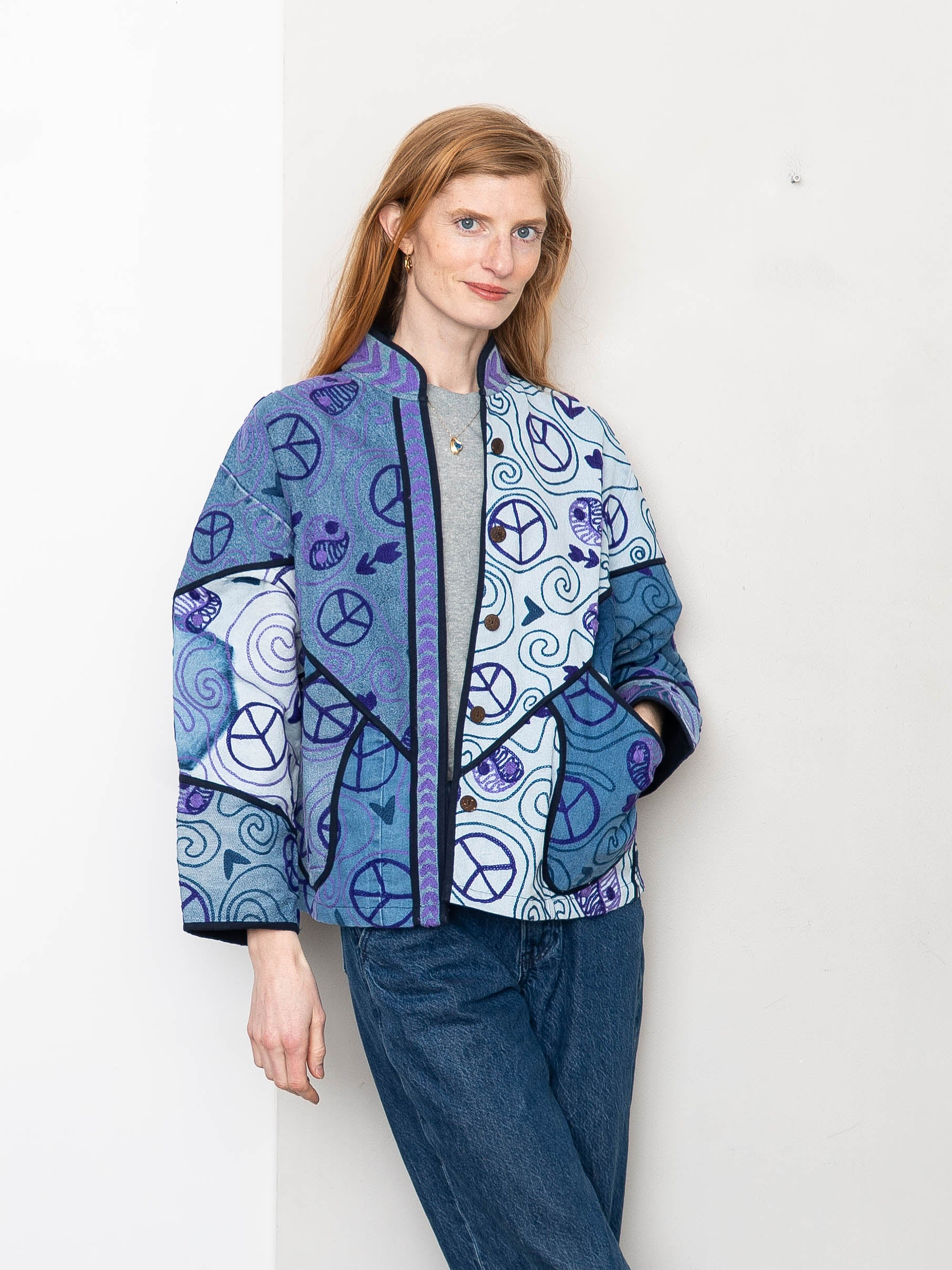 The Ladhiya Denim Suzani Jacket - Small