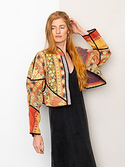 The Kaira Cropped Quilted Patchwork Kantha Jacket