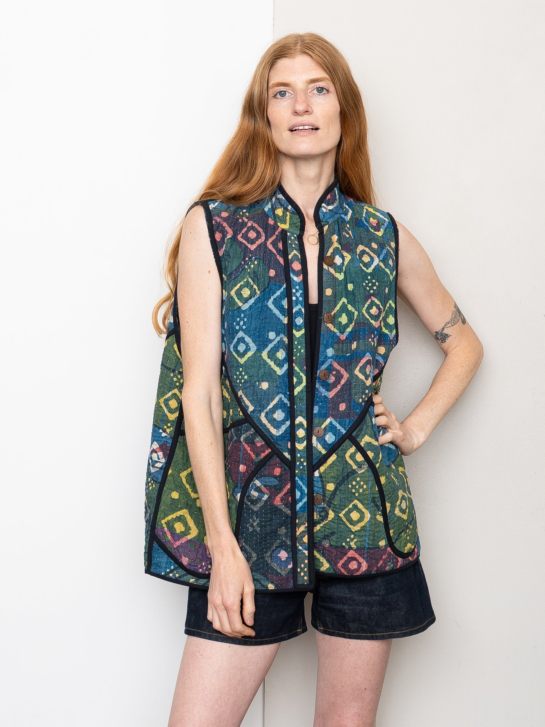 The Ladhiya Quilted Patchwork Kantha Vest