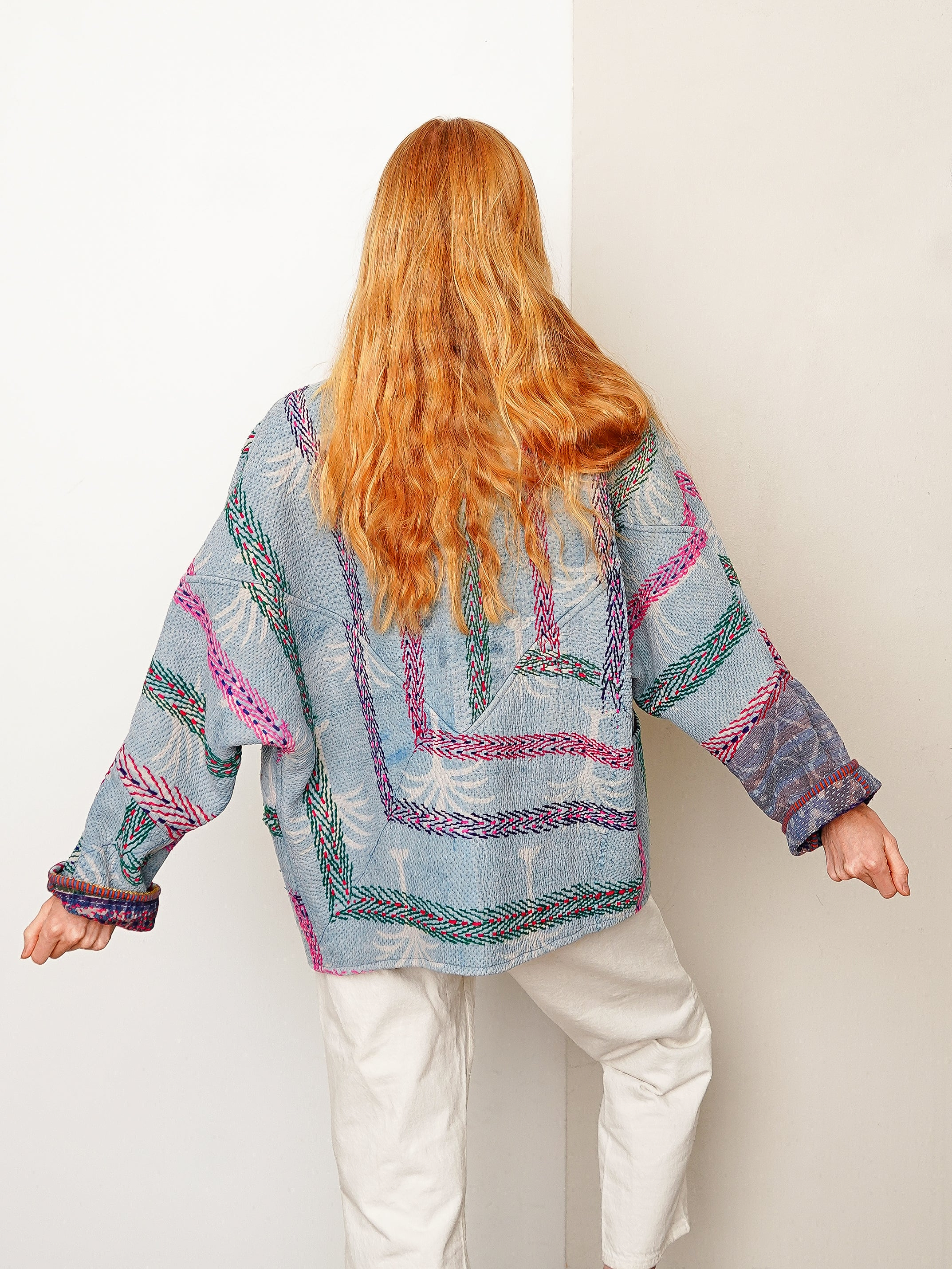 The Ishani Quilted Indigo Kantha Jacket