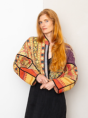 The Kaira Cropped Quilted Patchwork Kantha Jacket
