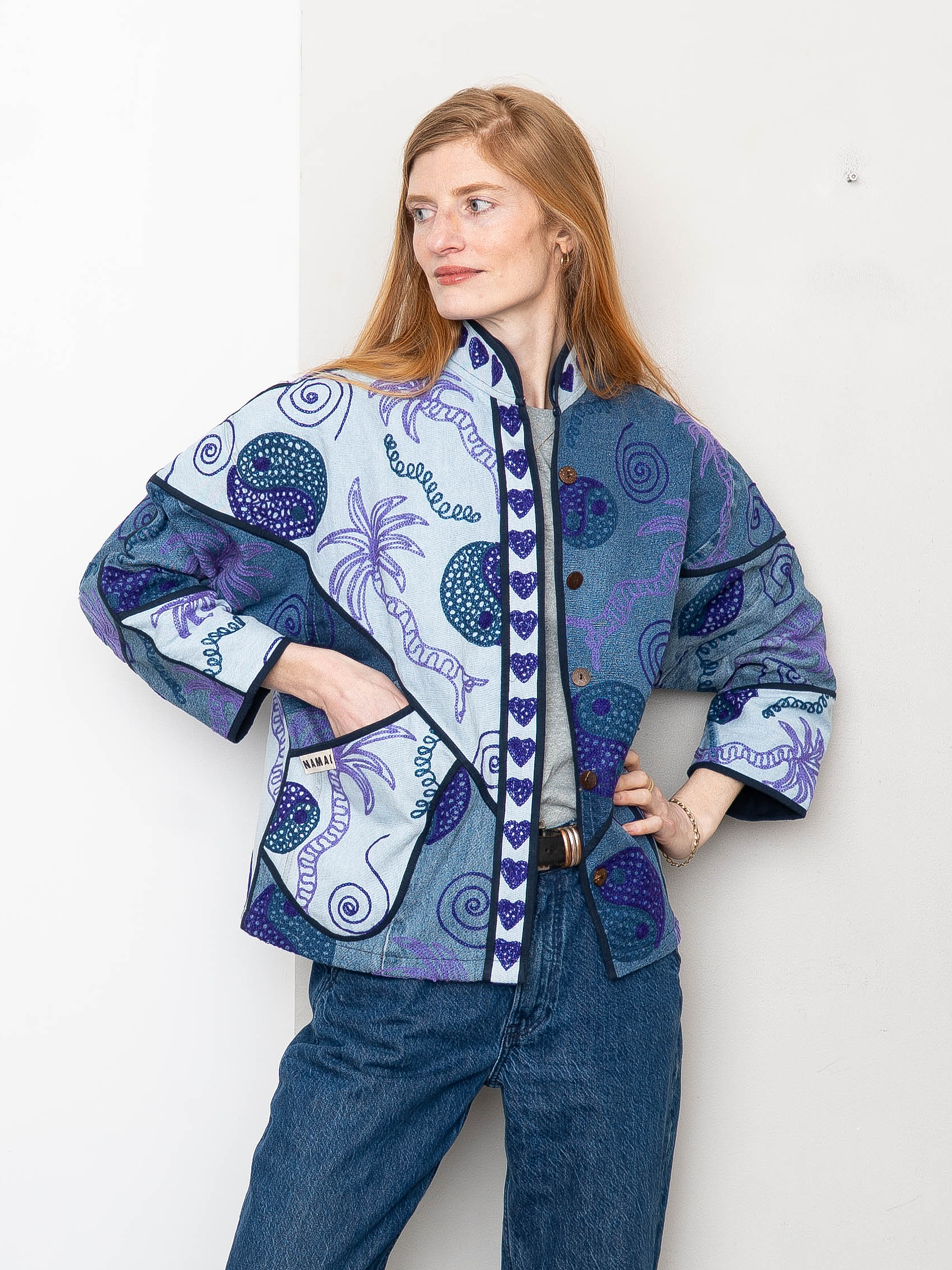 The Ladhiya Denim Suzani Jacket - Small