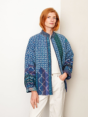 The Ishani Quilted Indigo Kantha Jacket