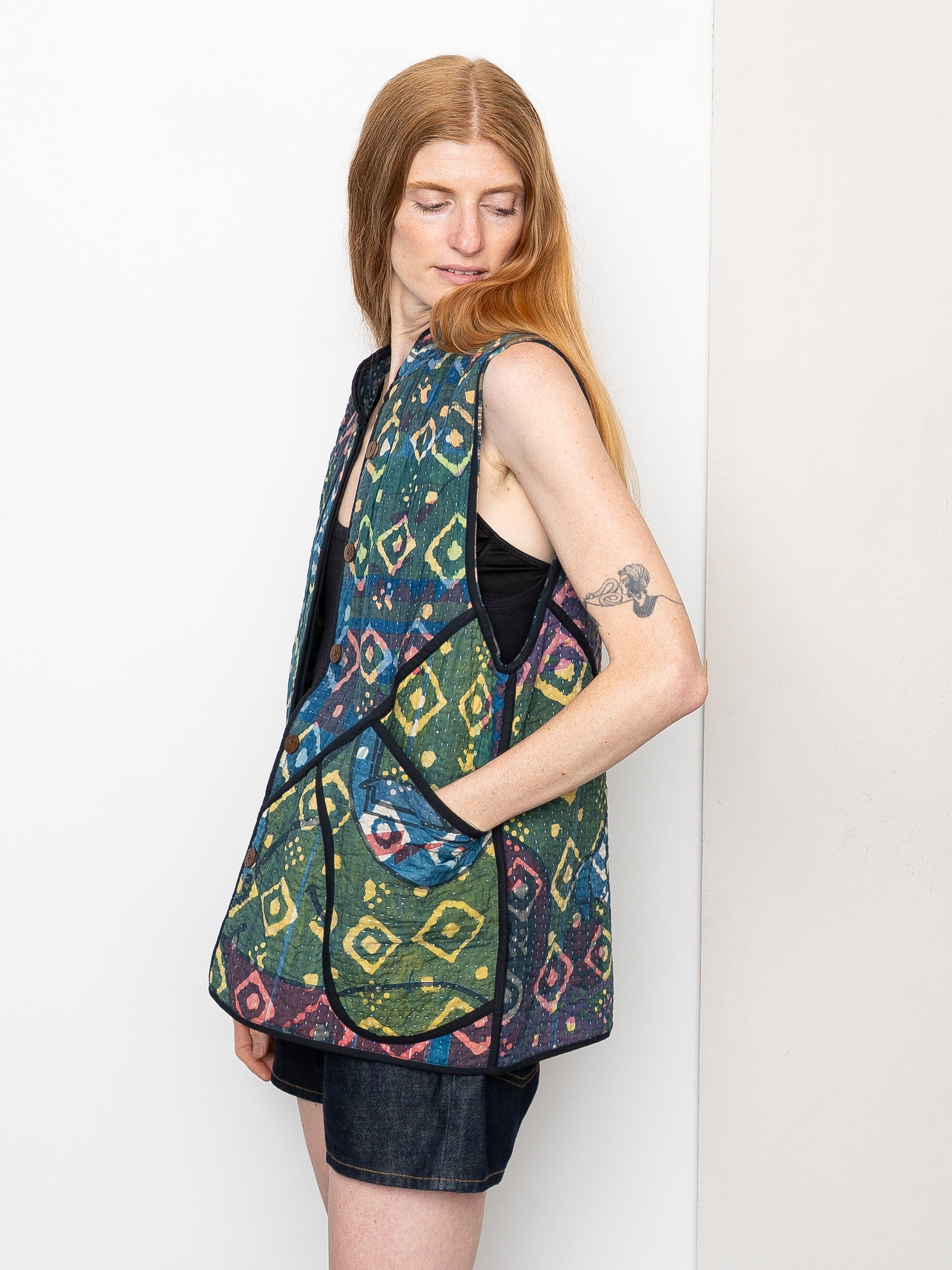 The Ladhiya Quilted Patchwork Kantha Vest