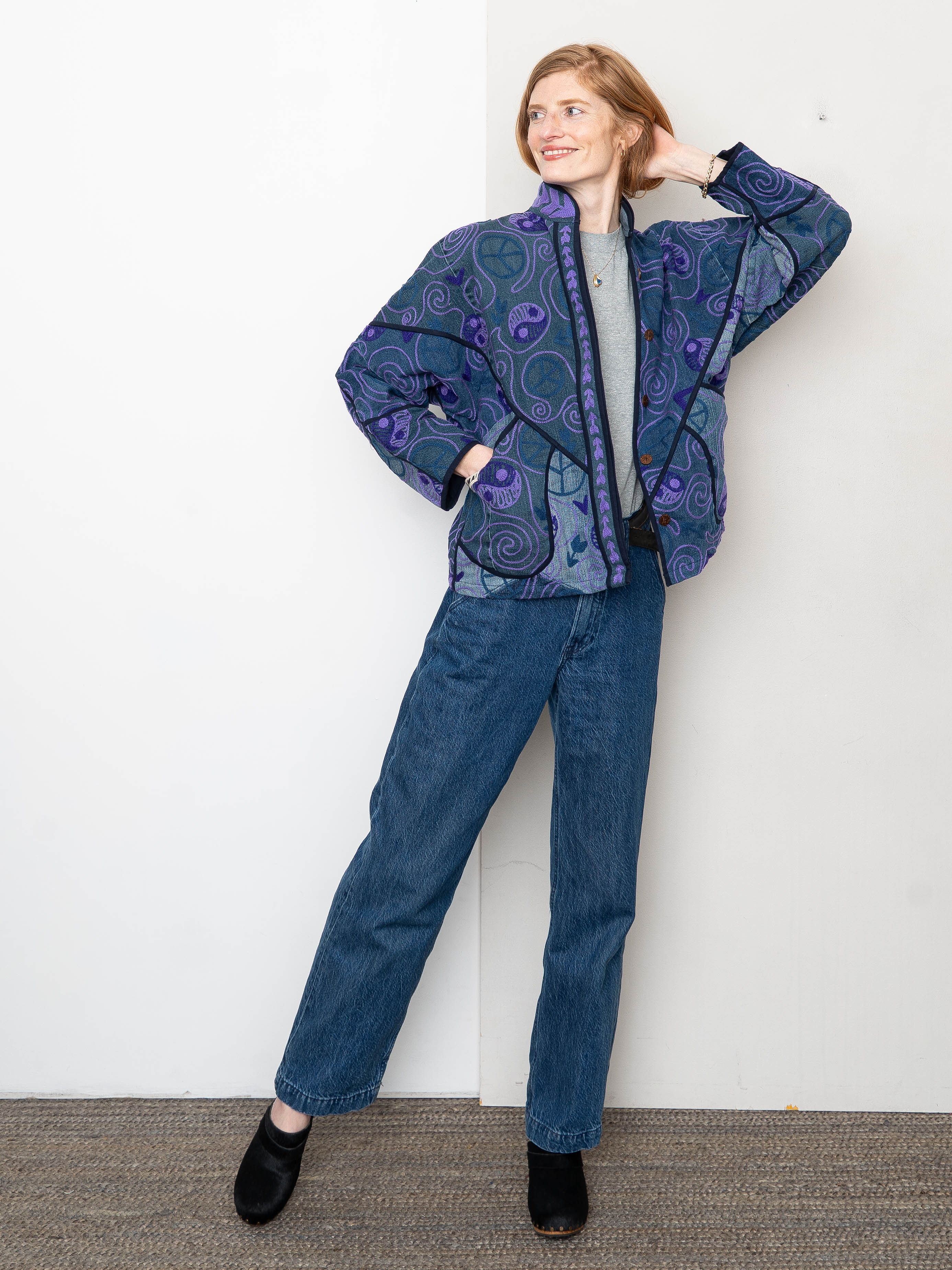 The Ladhiya Denim Suzani Jacket - Small