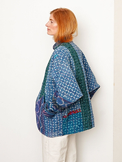 The Ishani Quilted Indigo Kantha Jacket