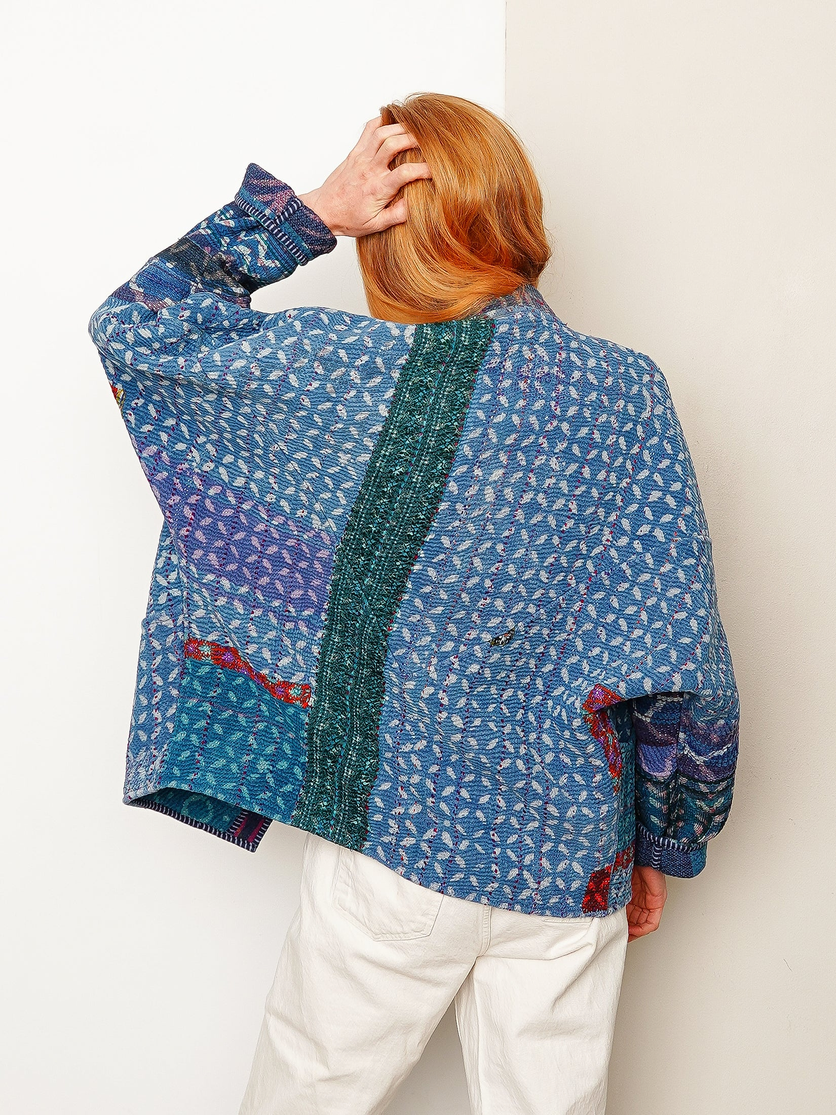 The Ishani Quilted Indigo Kantha Jacket