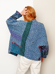 The Ishani Quilted Indigo Kantha Jacket
