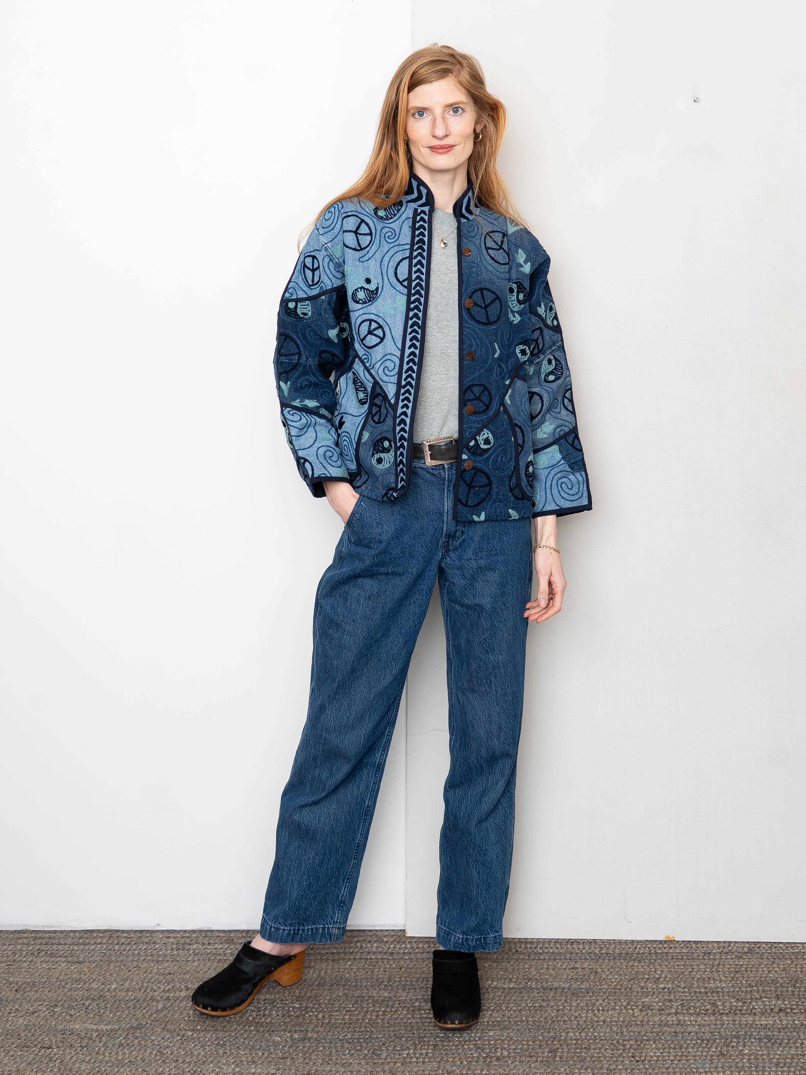 The Ladhiya Denim Suzani Jacket - Small